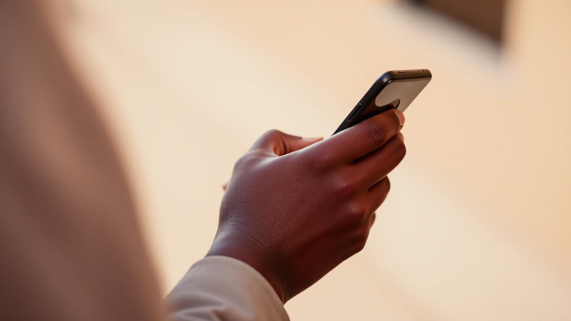 Utilisateur d'un smartphone au Sénégal, illustration du digital chez EMID